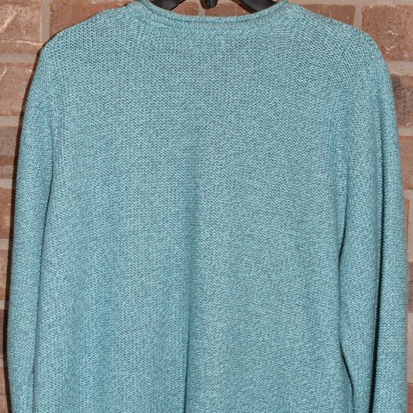 L.L. Bean Cardigan Sweater Womens XL Turquoise 100% Cotton Button Down - Picture 3 of 3